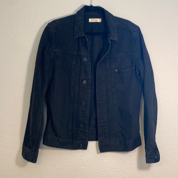 AllSaints Belamy Washed Denim Jacket, Jet Black - Picture 3 of 5